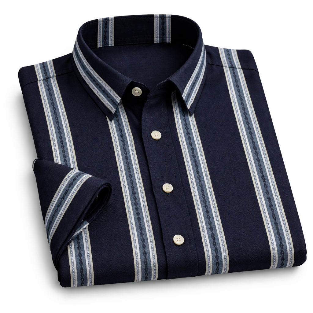Blue Shirt with Strip Half Sleeve Shirt (SKU-P-515)