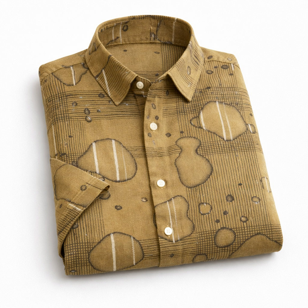 Brown Printed Half Sleeve Shirt (SKU-P-510)