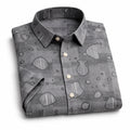 Grey Shirt with Print Half Sleeve Shirt (SKU-P-514)