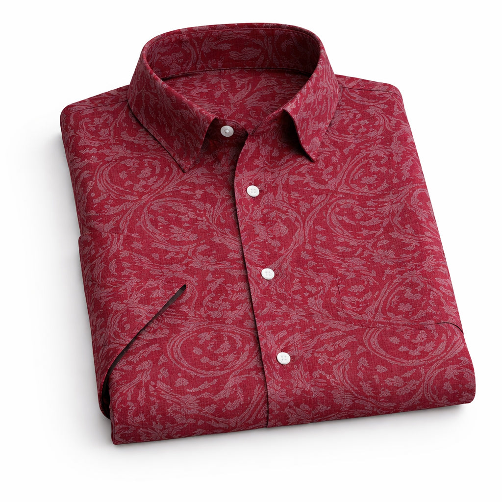 Red Printed Half Sleeve Shirt (SKU-P-507)