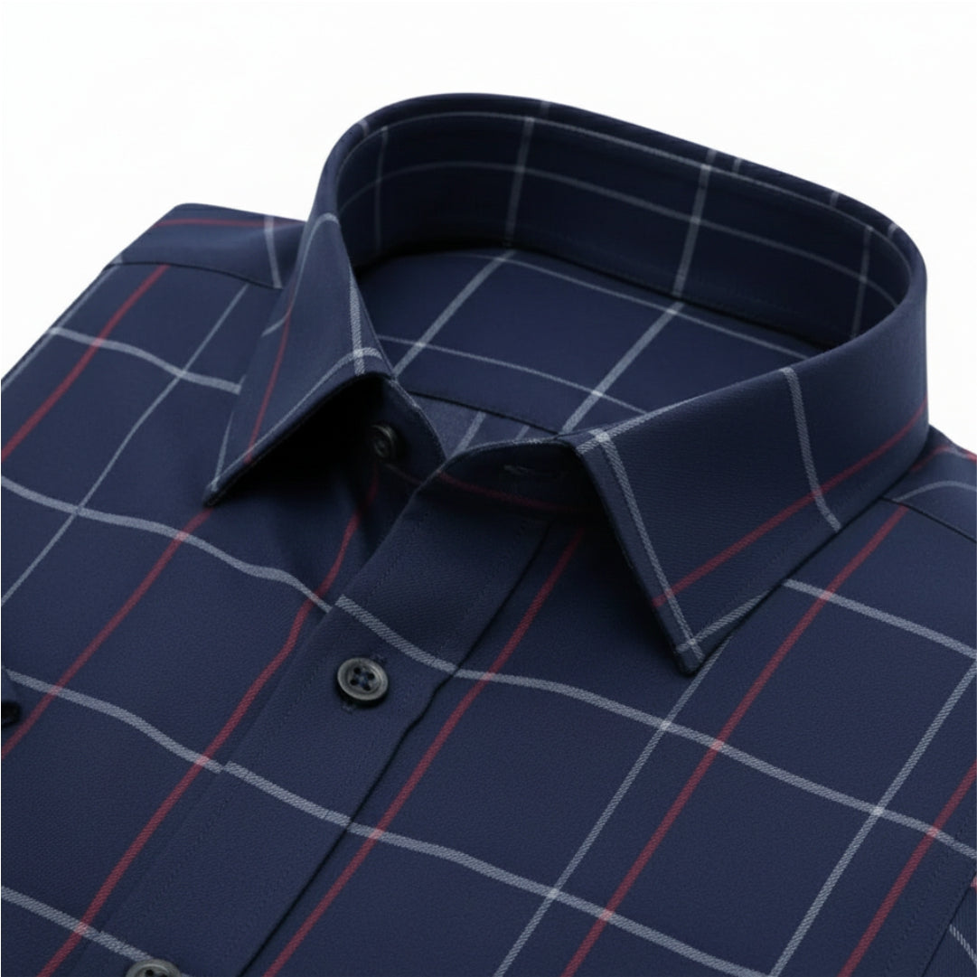 Men's Casual Half Sleeve Shirt - Check Blue | UHSS-157