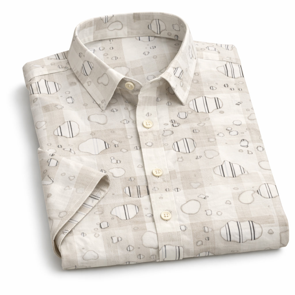 White Shirt with Print Half Sleeve Shirt (SKU-P-513)