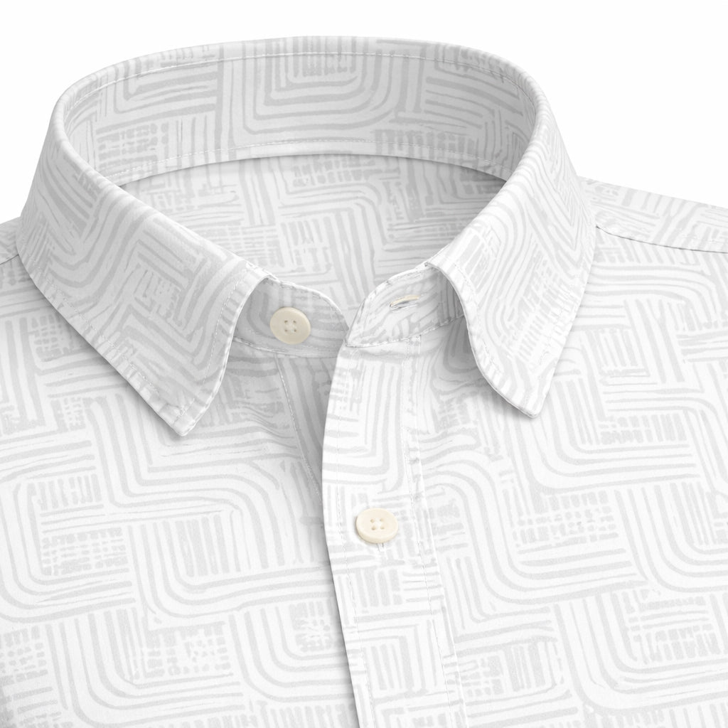 White Printed Shirt With Grey Design Half Sleeve Shirt (SKU-P-508)