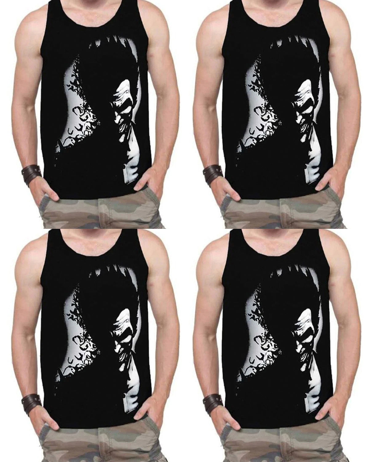 ( Pack Of 4 ) Mens Baniyans / Black & Grey