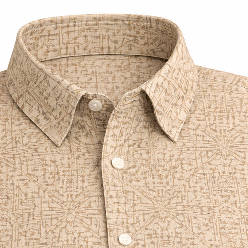 Beige Yellowish Printed Half Sleeve Shirt (SKU-P-504)