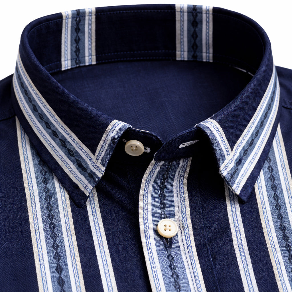 Blue Shirt with Strip Half Sleeve Shirt (SKU-P-515)
