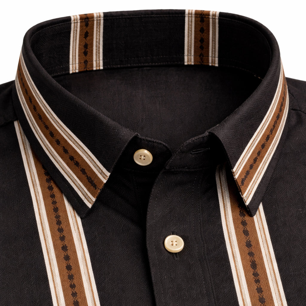 Brown Shirt with Strip Half Sleeve Shirt (SKU-P-512)