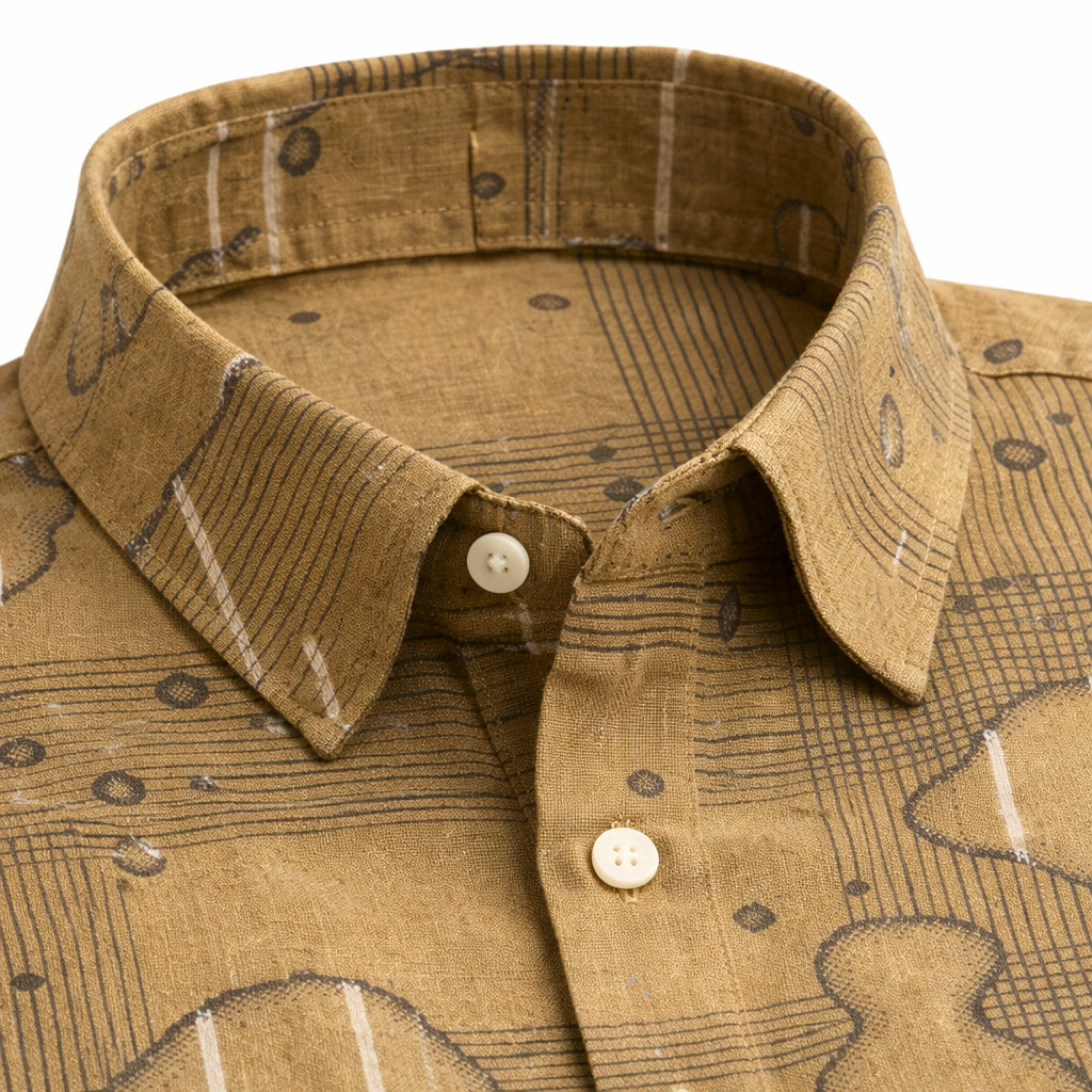 Brown Printed Half Sleeve Shirt (SKU-P-510)