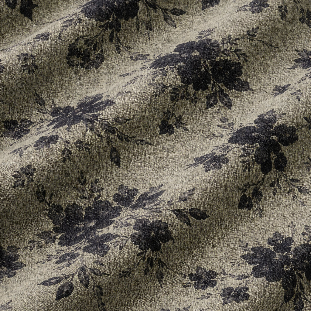 Green Shirt with Black Floral Print Half Sleeve Shirt (SKU-P-502)