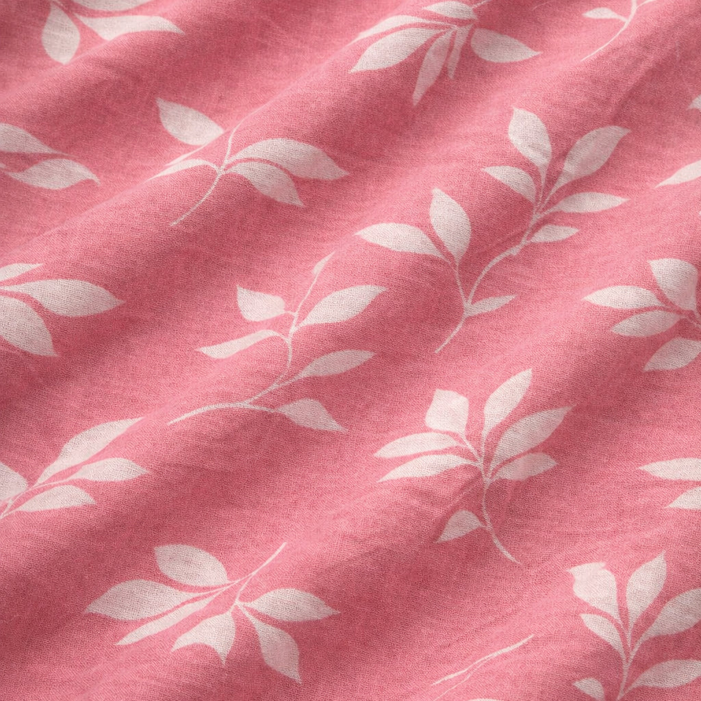 Pink Shirt with Leaf Print Half Sleeve Shirt (SKU-P-501)