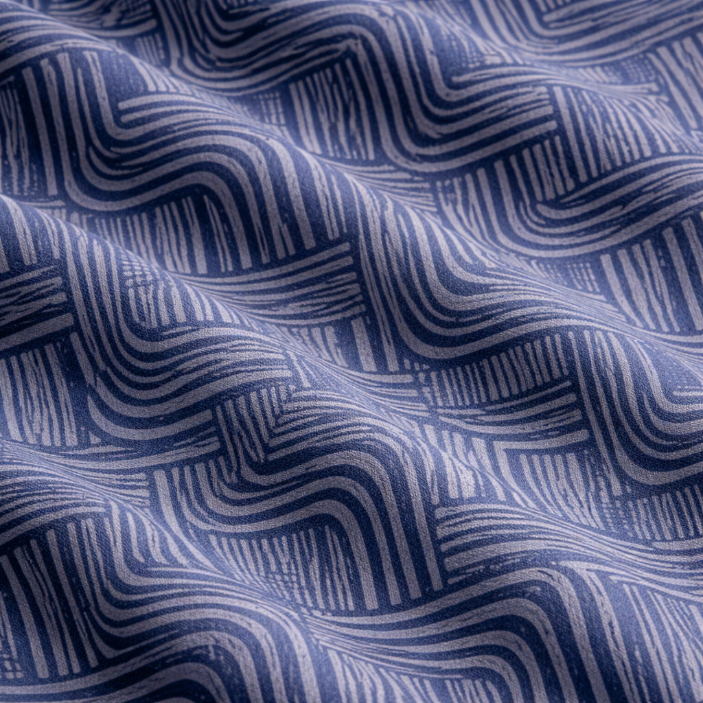 Blue Printed Shirt With Grey Design Half Sleeve Shirt (SKU-P-509)