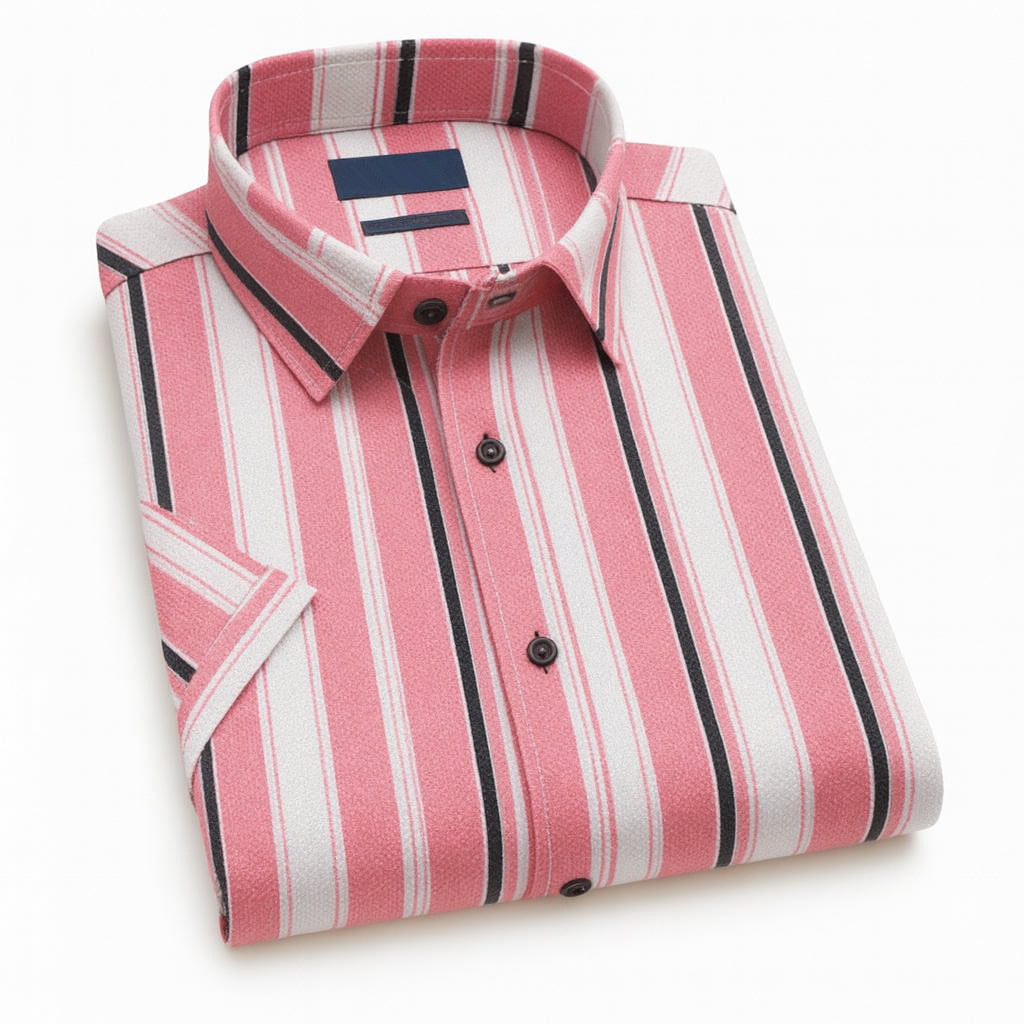 Men Pink & Black Stripe Shirt - UHSS-9