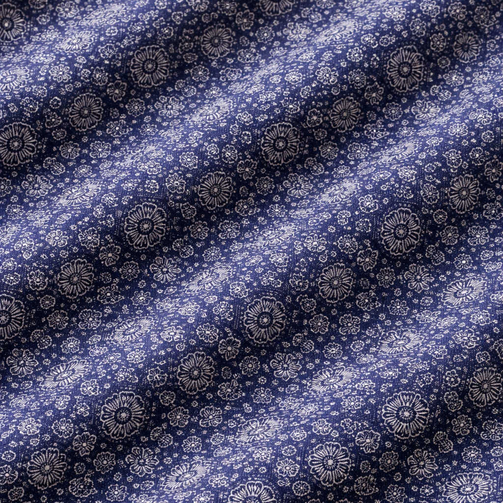 Royal Blue Printed Half Sleeve Shirt (SKU-P-505)