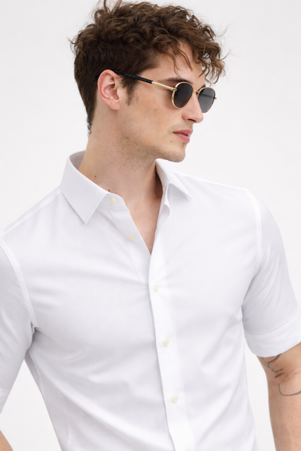Plain White Shirt Half Sleeve Shirt (SKU-516)