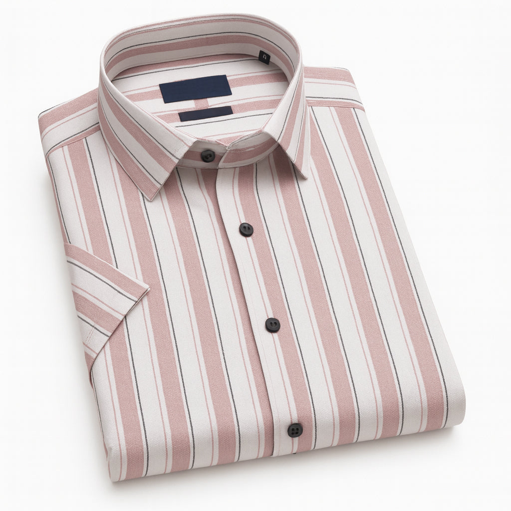 Men Pink wite Stripe Shirt - UHSS-169