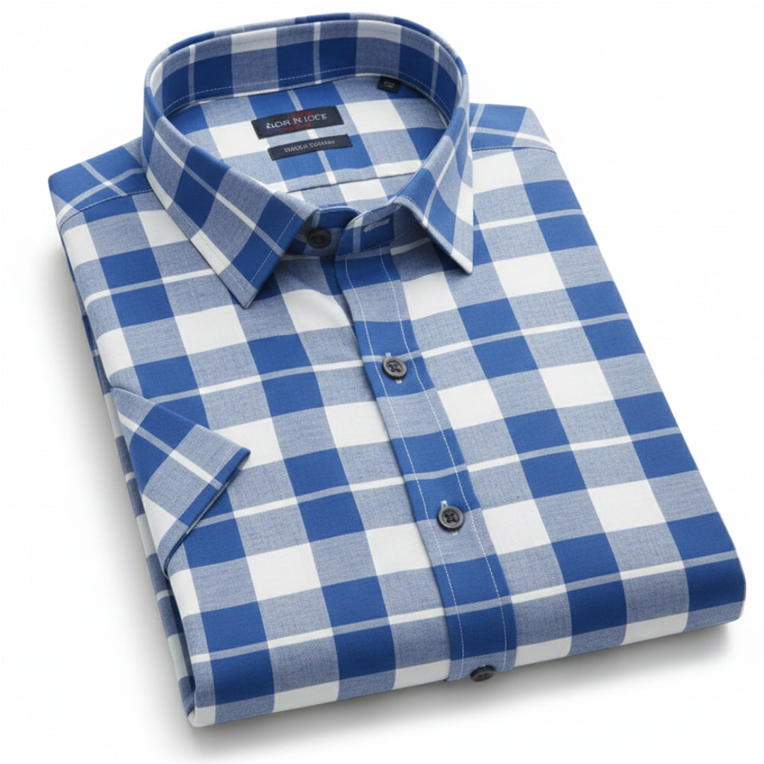 Men Blue White Check Shirt - UHSS-13