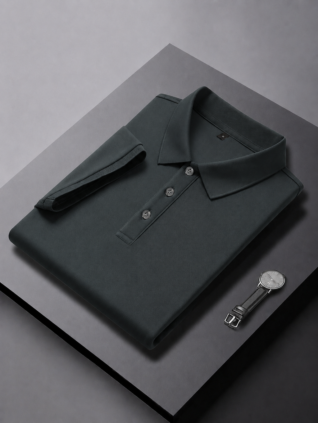 Dark Grey Plain Polo T-Shirt