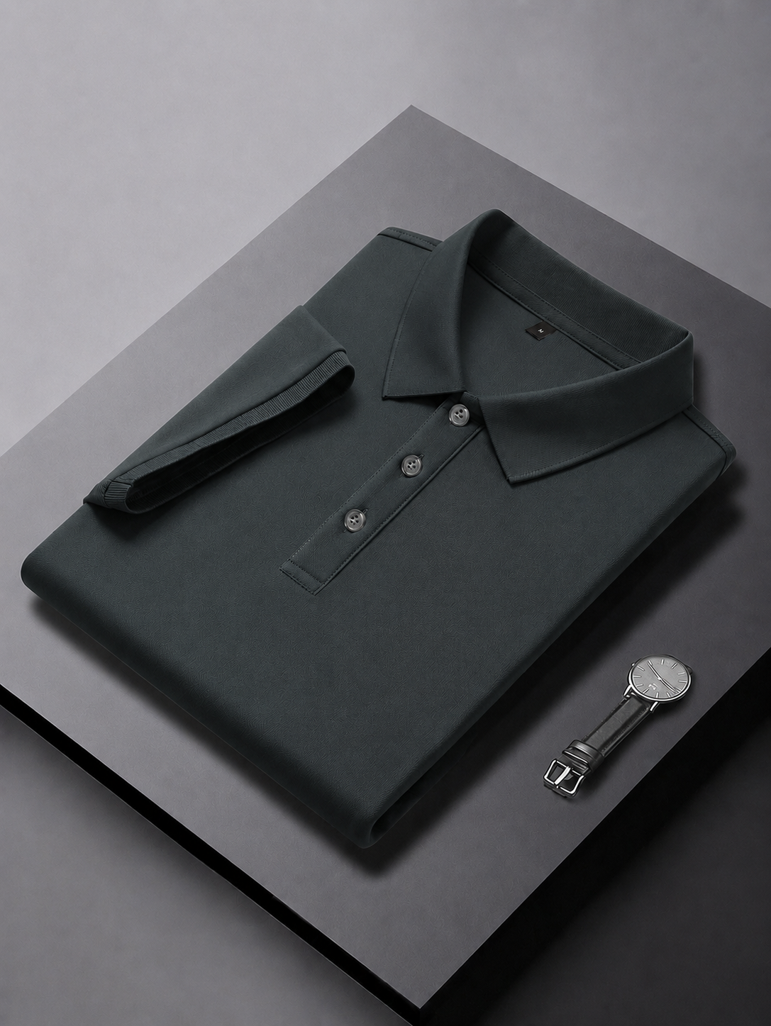 Dark Grey Plain Polo T-Shirt