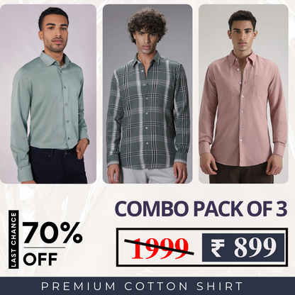 Premium Cotton Shirts Pack Of 3 | Full Sleeves