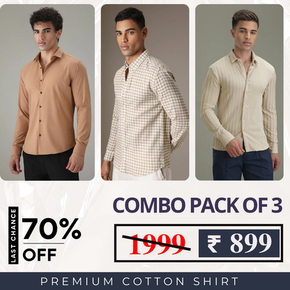 Premium Cotton Shirts Pack Of 3 | Full Sleeves