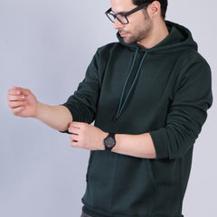 Men Bottle Green Hoodie for Winter | HD-414