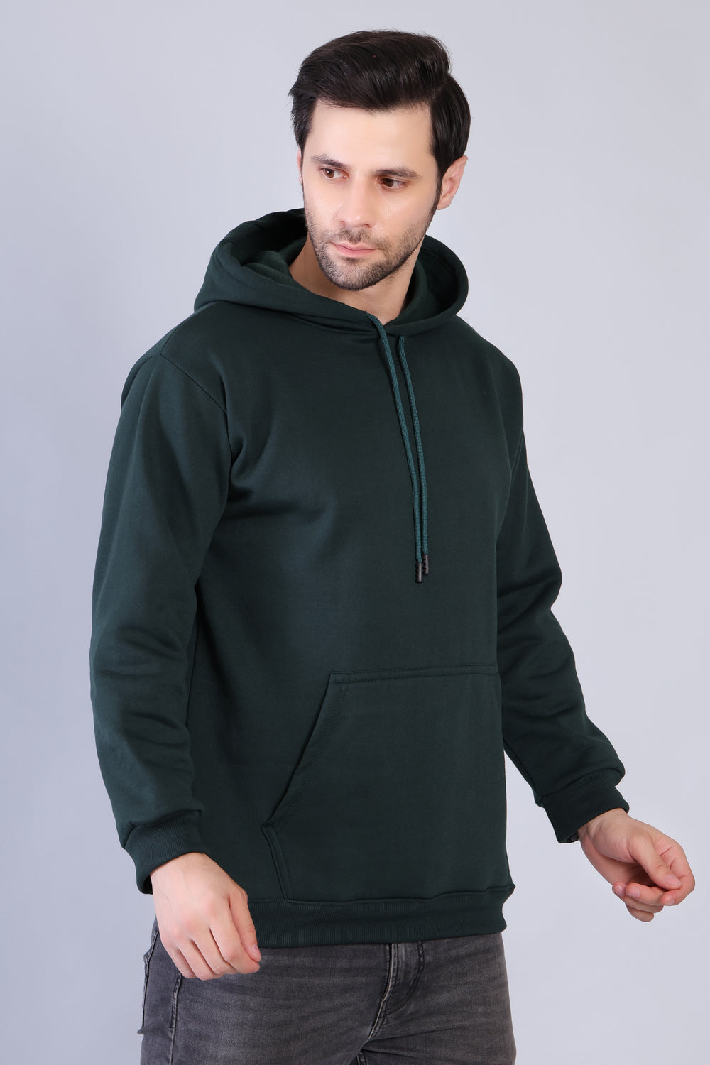 Men Bottle Green Hoodie for Winter | HD-414