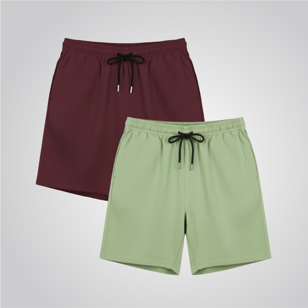 Army Green and Maroon Short for Men Pack of 2,(SH-332,331)