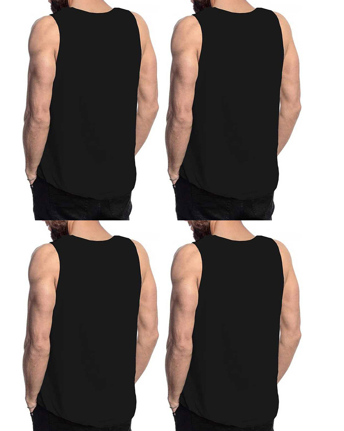 ( Pack Of 4 ) Mens Baniyans / Black & Grey