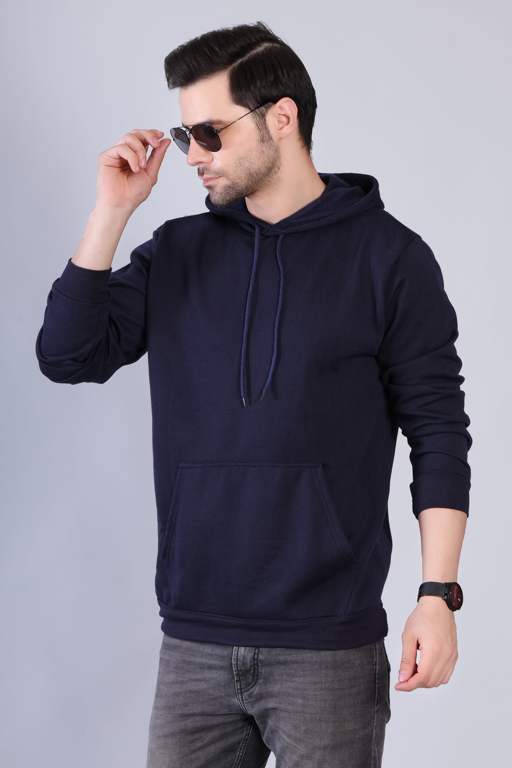 Men Dark Blue Hoodie for Winter | HD-411