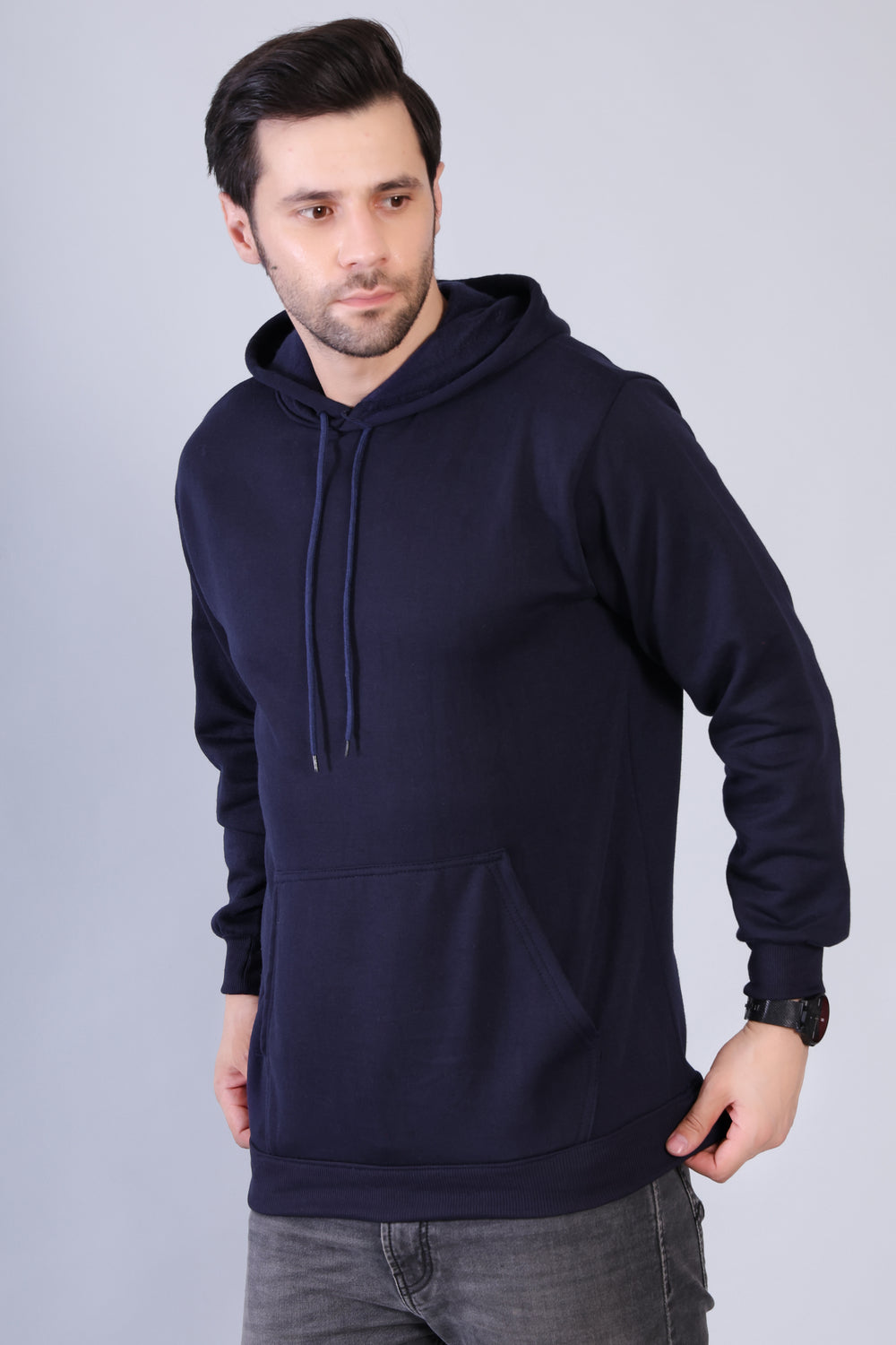 Men Dark Blue Hoodie for Winter | HD-411