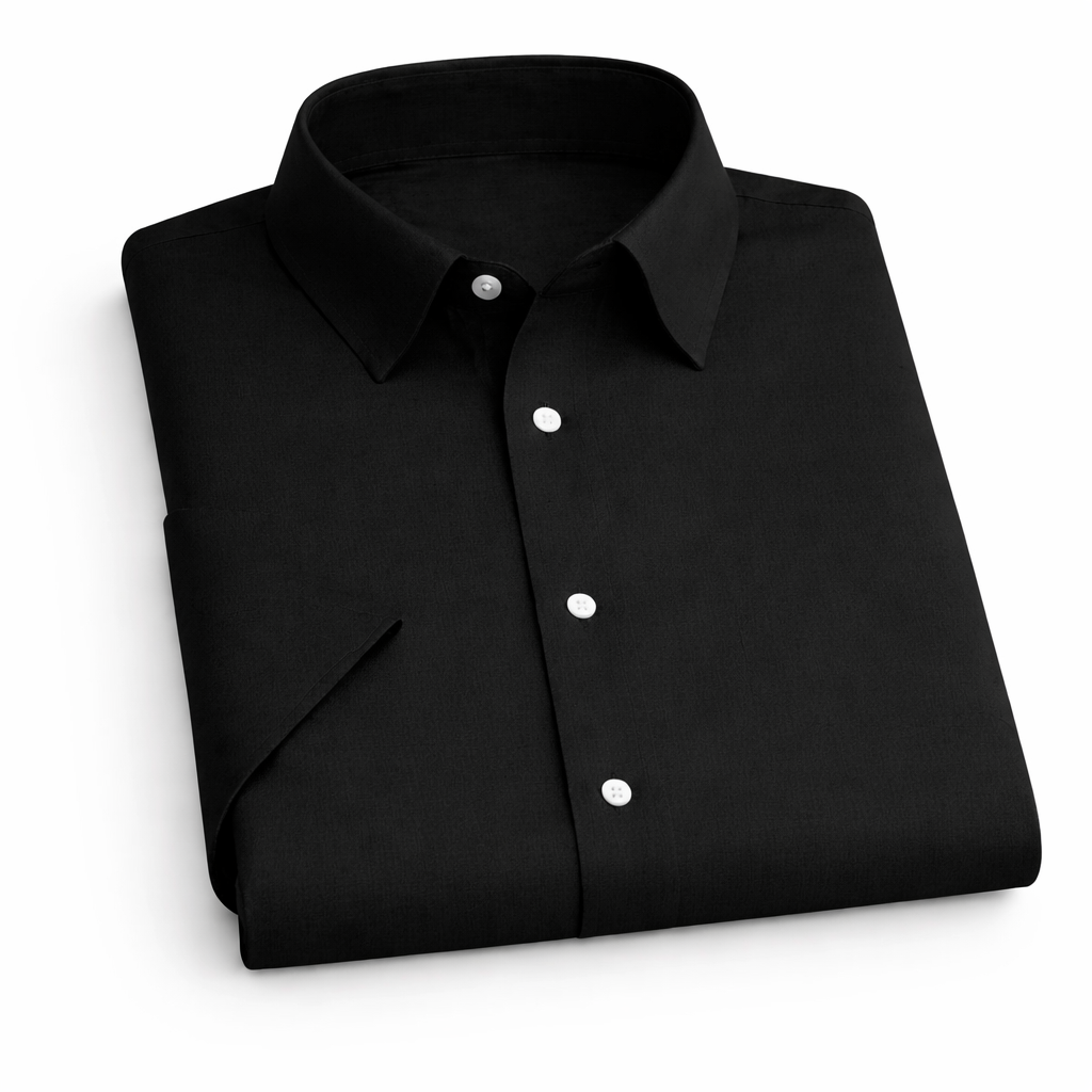 Plain Black Shirt Half Sleeve Shirt (SKU-517)