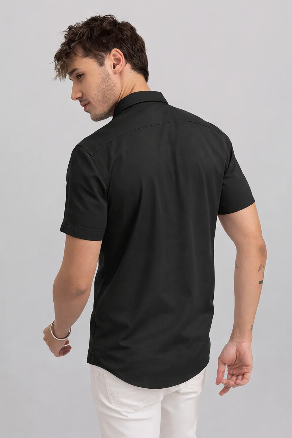 Plain Black Shirt Half Sleeve Shirt (SKU-517)