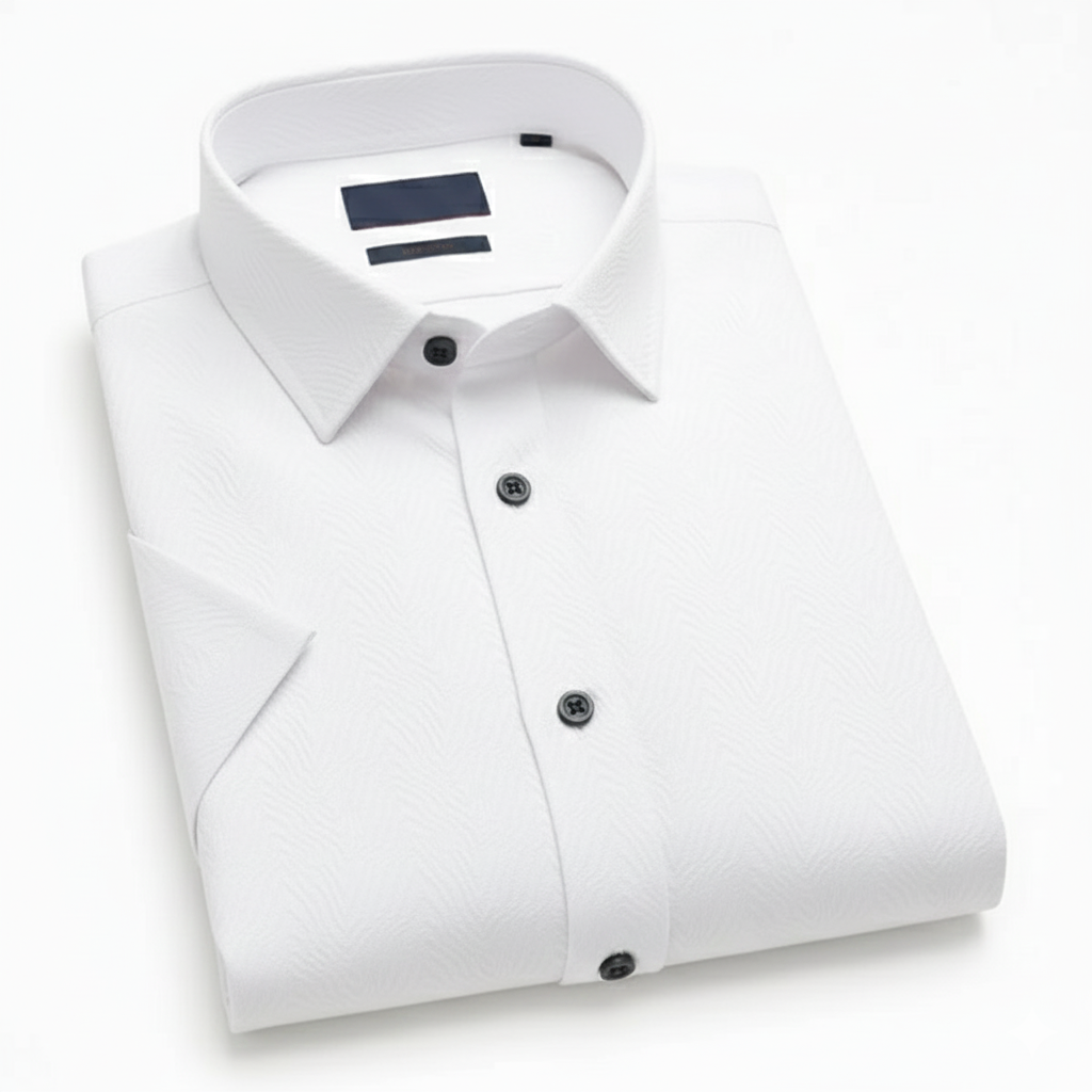 Men White Plain Textured Shirt - SHS-142