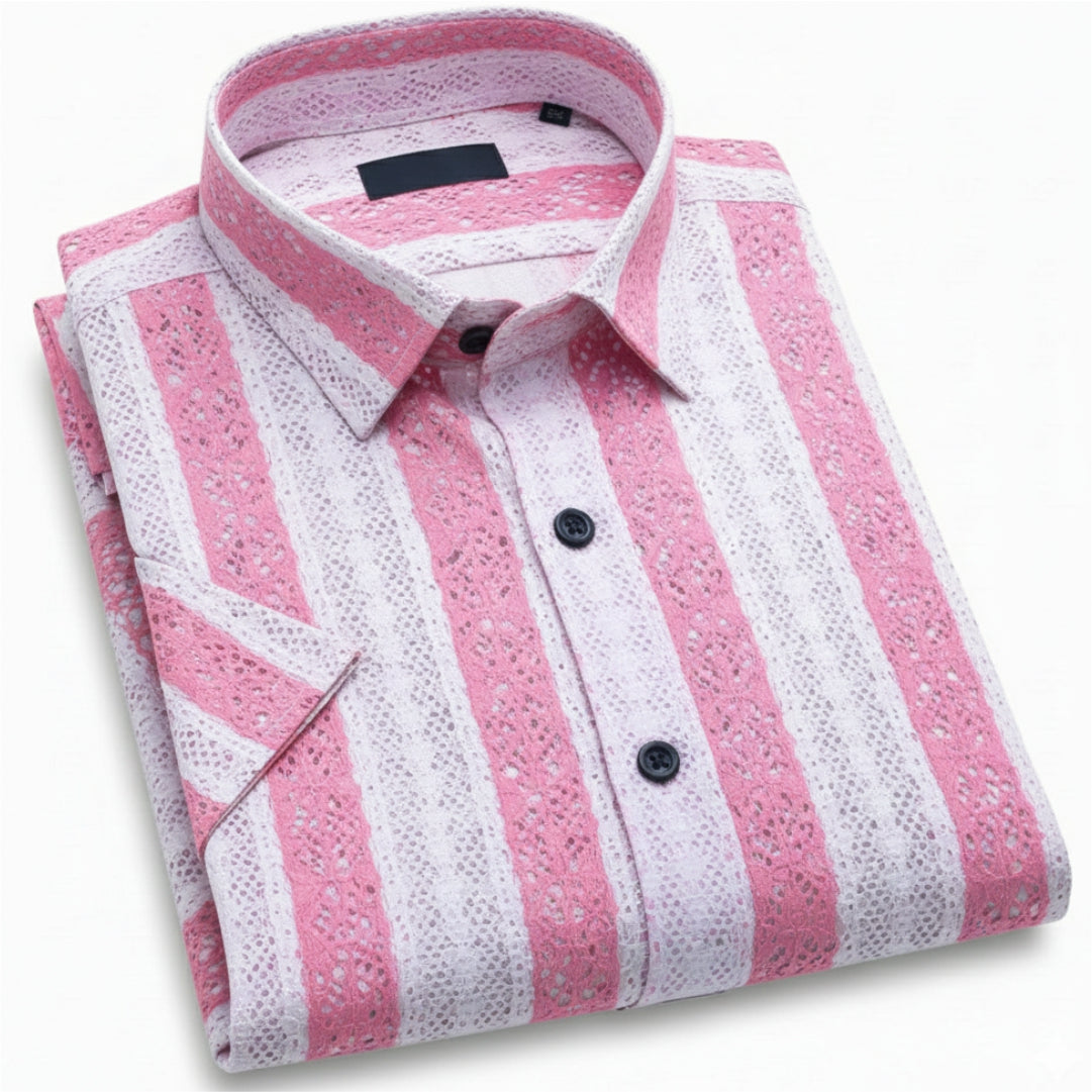 Men Pink Net Shirt - UHSS-5