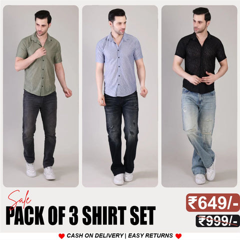 Men's Stylish Half Sleeve Shirt Combo – (Pack of 3), UHSS-152, UHSS-151, UHSS-153