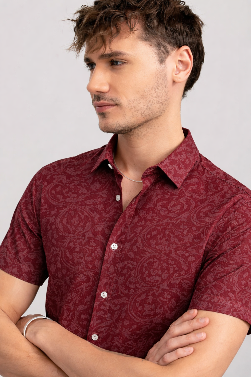 Red Printed Half Sleeve Shirt (SKU-507)