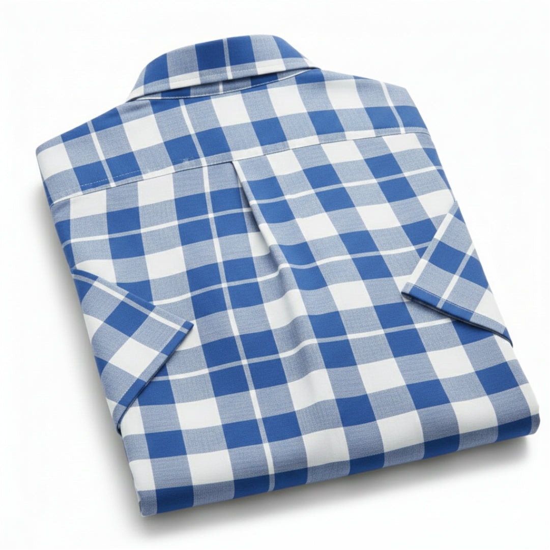 Men Blue White Check Shirt - UHSS-13