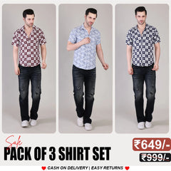 Men's Stylish Half Sleeve Shirt Combo – (Pack of 3), UHSS-180, UHSS-131, UHSS-132