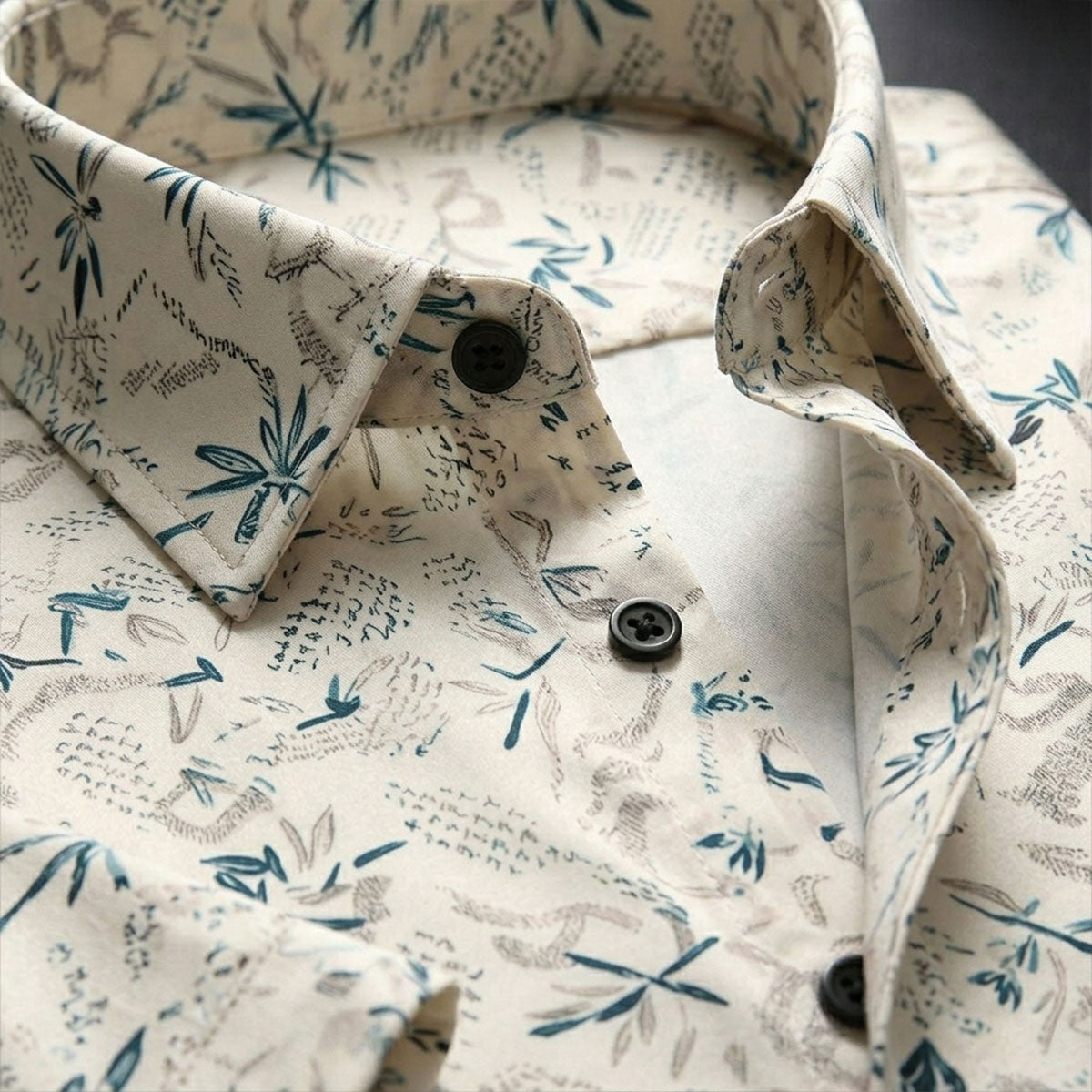 White and Beige Printed Half Sleeve Shirt (SKU-506)