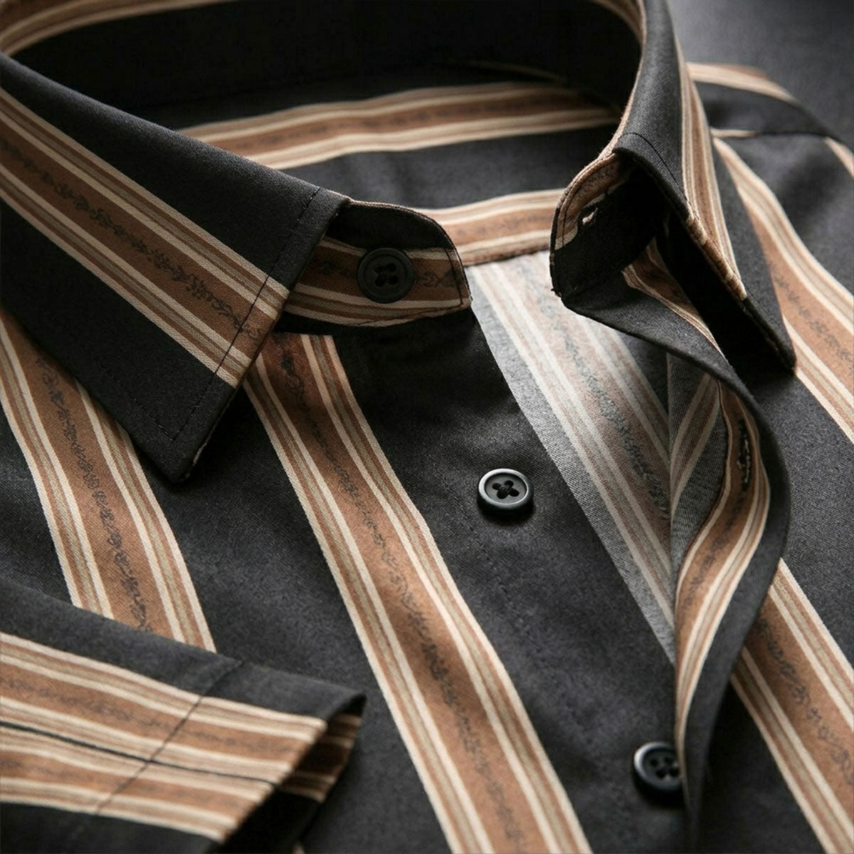 Brown Shirt with Strip Half Sleeve Shirt (SKU-512)