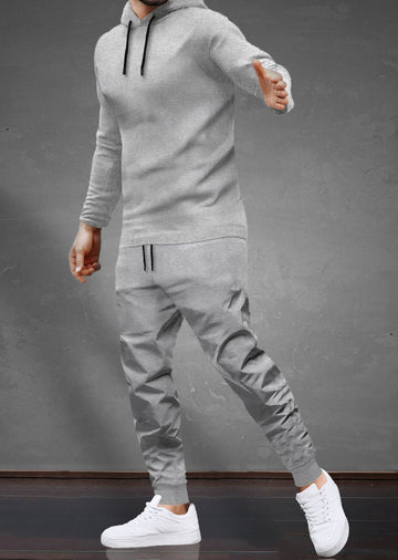 Tracksuit For Men Grey Hooded Full Sleeve T-shirt / Grey Trackpant
