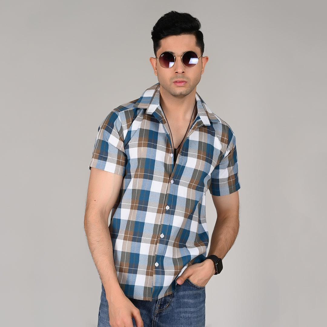 Classic Blue Check Shirt | Breathable & Durable Men’s Shirts for Everyday Wear | UHSS-16