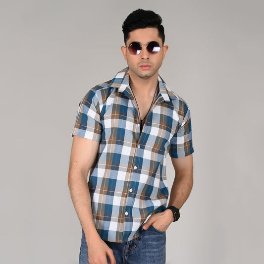 Classic Blue Check Shirt | Breathable & Durable Men’s Shirts for Everyday Wear | UHSS-16