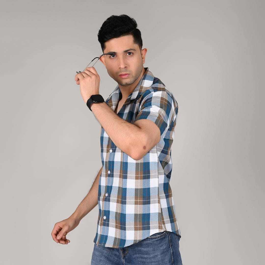 Classic Blue Check Shirt | Breathable & Durable Men’s Shirts for Everyday Wear | UHSS-16