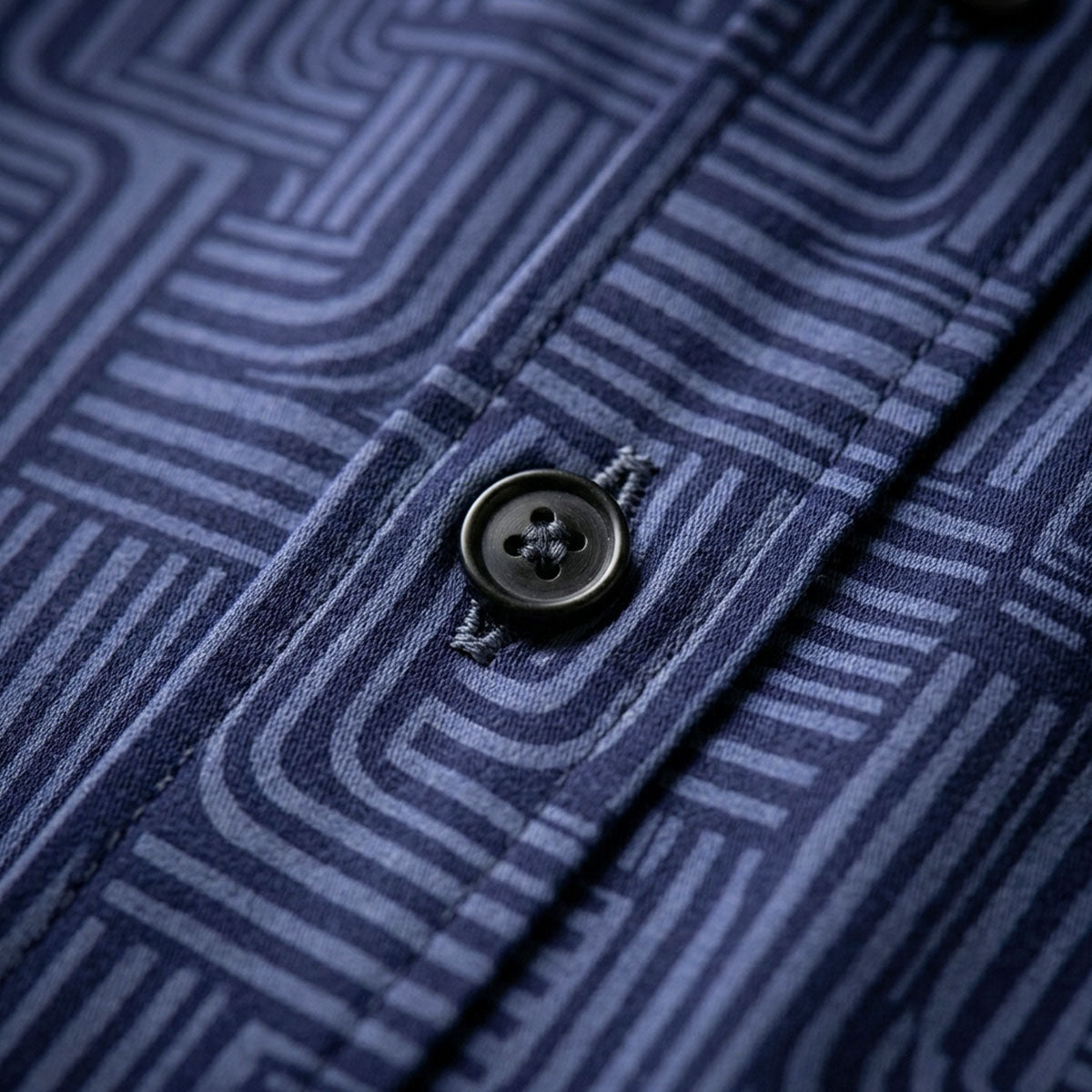 Blue Printed Shirt With Grey Design Half Sleeve Shirt (SKU-509)