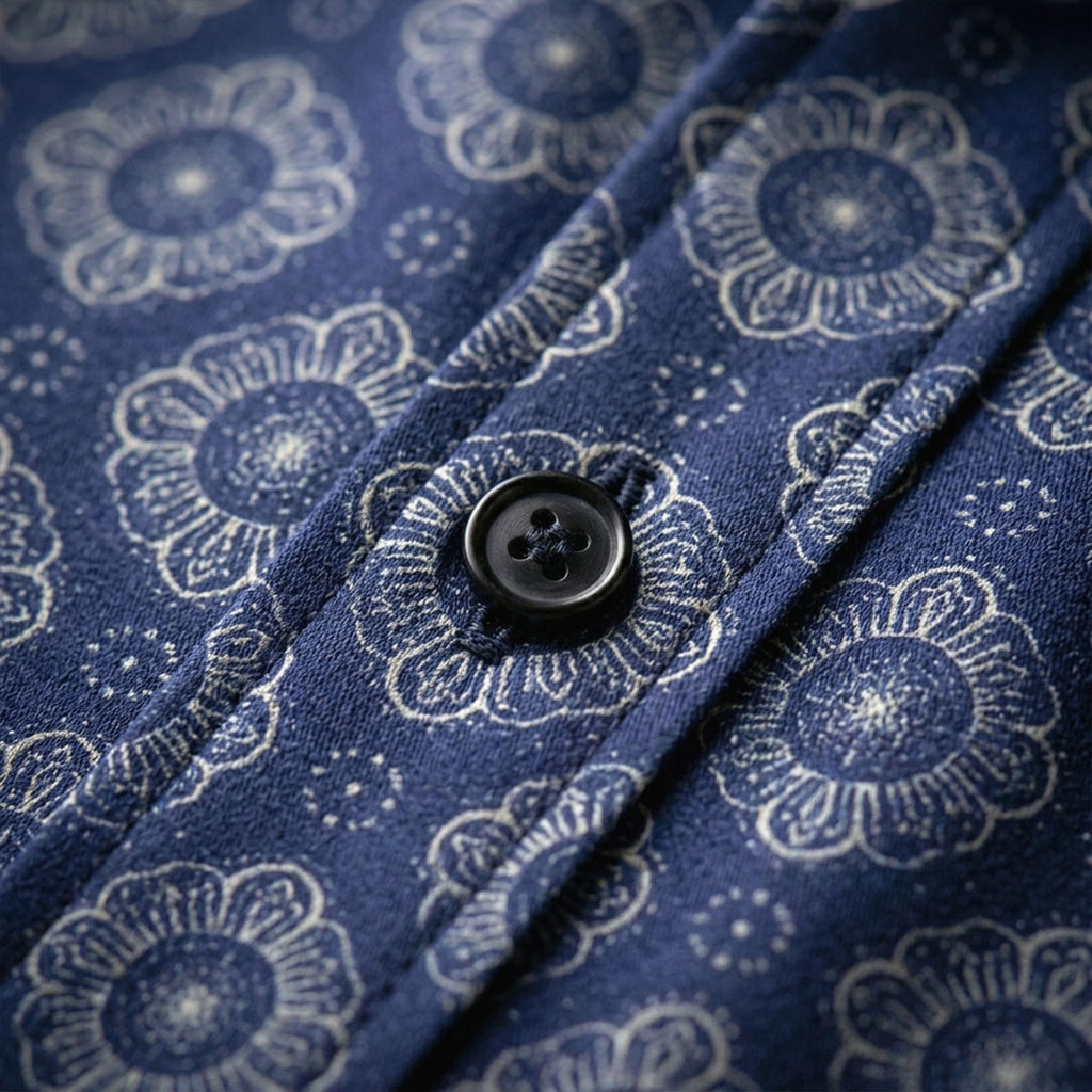 Royal Blue Printed Half Sleeve Shirt (SKU-505)