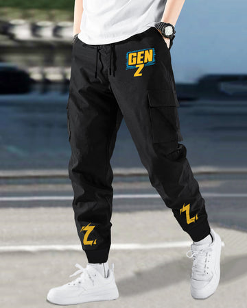Cargo Jogger For GenZ Printed / Black