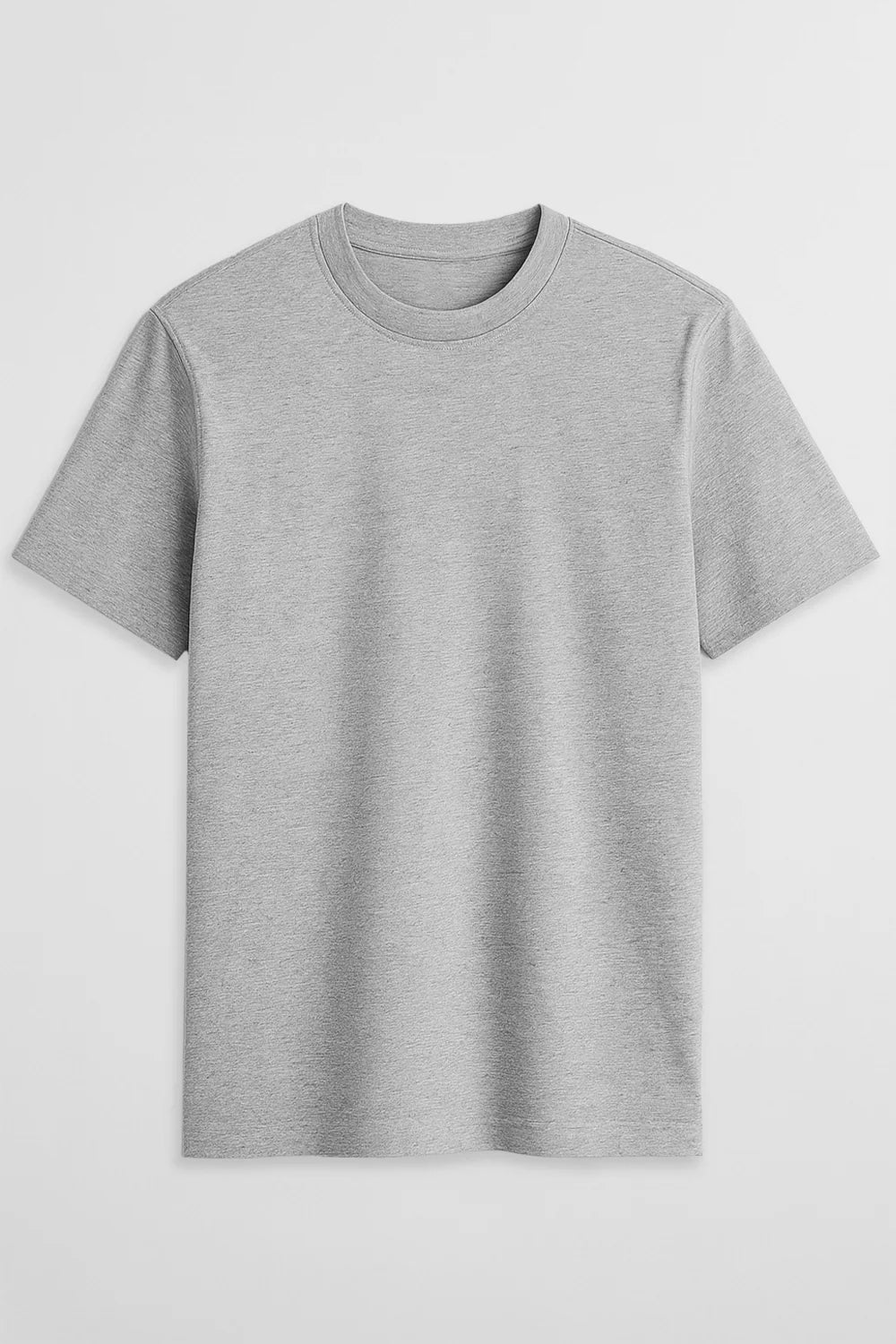 Grey Melange Plain T-Shirt