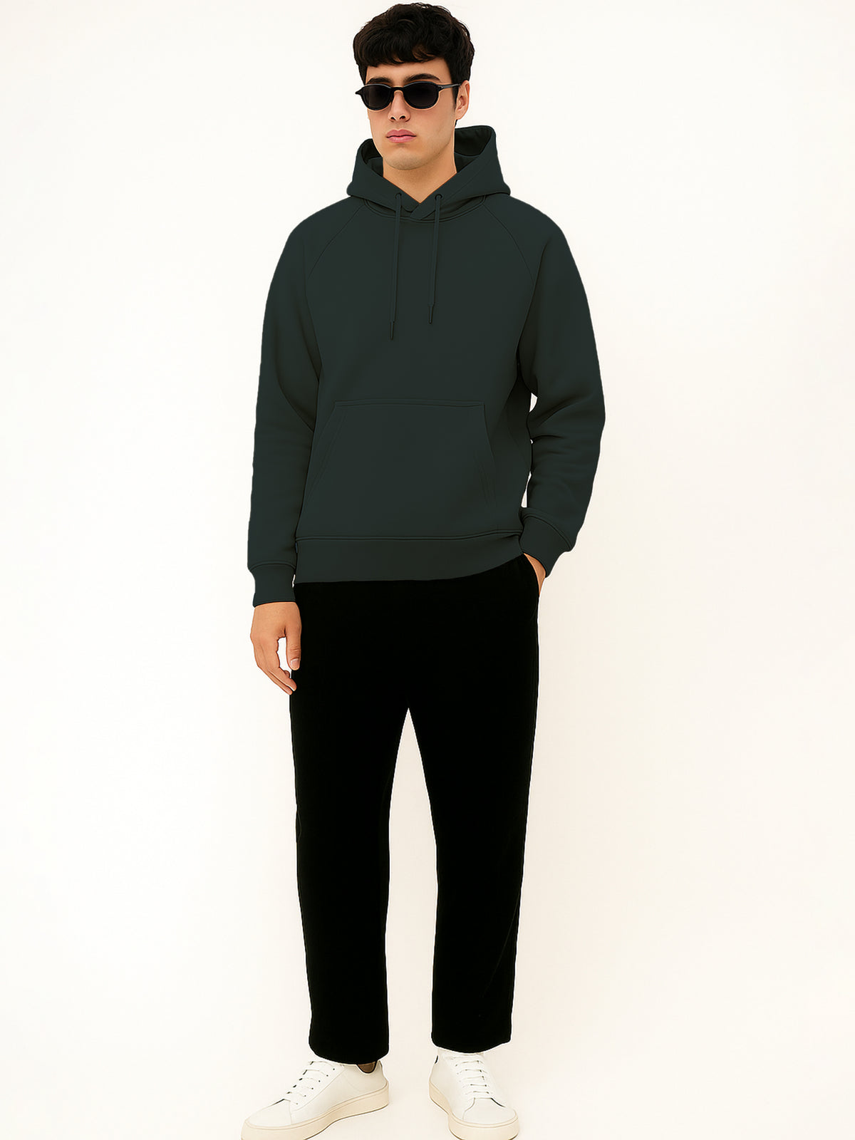 Men Bottle Green Hoodie for Winter | HD-414