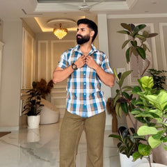 Classic Blue Check Shirt | Breathable & Durable Men’s Shirts for Everyday Wear | UHSS-16